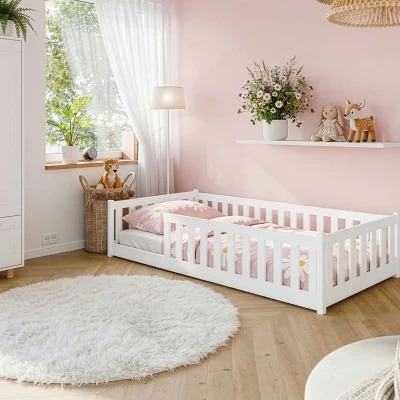 Detská jednolôžková posteľ 80x180 MAILA so zábranou - biela