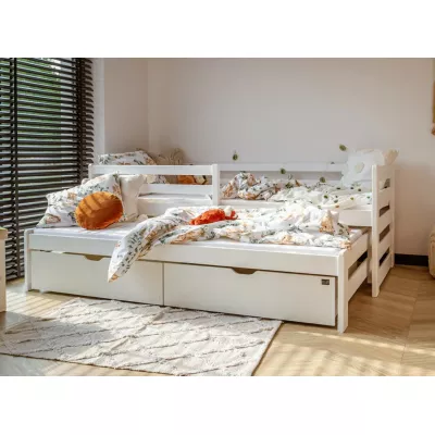 Detská posteľ s prístelkou a úložným priestorom HERMIONA - 90x200, biela