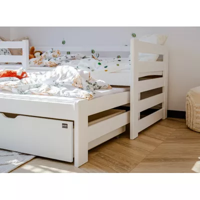 Detská posteľ s prístelkou a úložným priestorom HERMIONA - 90x200, biela