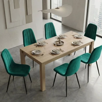Set 6x prešívaná jedálenská stolička LIROLIA - fľaškovo zelená / čierna