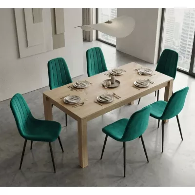 Set 6x prešívaná jedálenská stolička LIROLIA - fľaškovo zelená / čierna