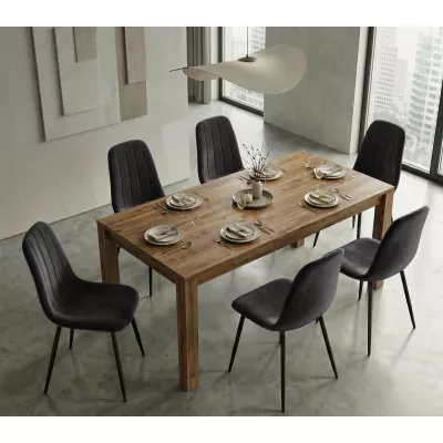 Set 6x prešívaná jedálenská stolička LIROLIA - čierna / čierna