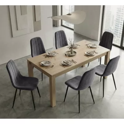 Set 6x prešívaná jedálenská stolička LIROLIA - tmavý grafit/čierna