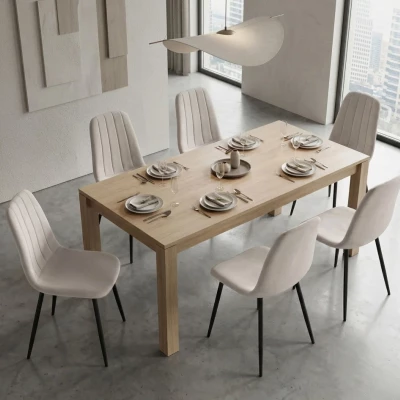 Set 6x prešívaná jedálenská stolička LIROLIA - béžová / čierna