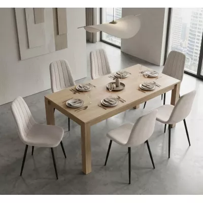 Set 6x prešívaná jedálenská stolička LIROLIA - béžová / čierna