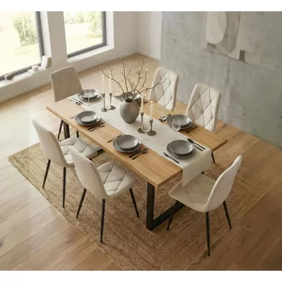 Set 6x prešívaná jedálenská stolička MILORIA - béžová / čierna