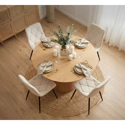Set 4x prešívaná jedálenská stolička MILORIA - béžová / čierna