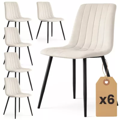 Set 6x prešívaná jedálenská stolička LINORIA - béžová / čierna
