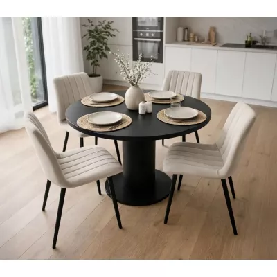 Set 4x prešívaná jedálenská stolička LINORIA - béžová / čierna