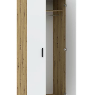 Dvojdverová šatníková skriňa 74 cm RICHLAND - dub artisan / biela