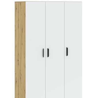 Trojdverová šatníková skriňa 111 cm RICHLAND - dub artisan / biela