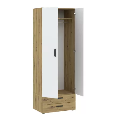 Dvojdverová šatníková skriňa 74 cm so šuplíkmi RICHLAND - dub artisan