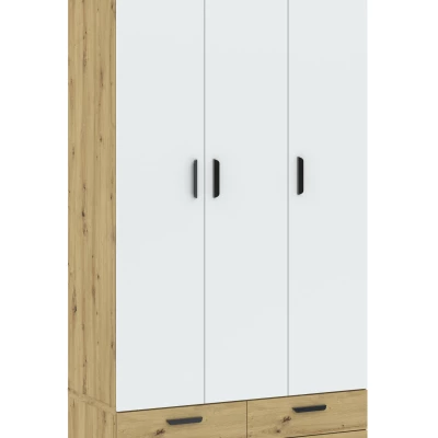 Trojdverová šatníková skriňa 111 cm so šuplíkmi RICHLAND - dub artisan