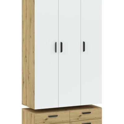 Trojdverová šatníková skriňa 111 cm so šuplíkmi RICHLAND - dub artisan