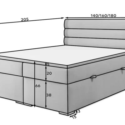 Kontinentálna posteľ 160x200 SERION - biela eko koža