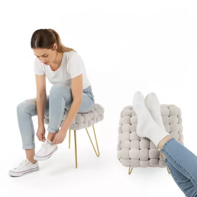 Elegantný taburet DESIRE - krémový