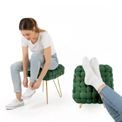 Elegantný taburet DESIRE - fľaškovo zelený