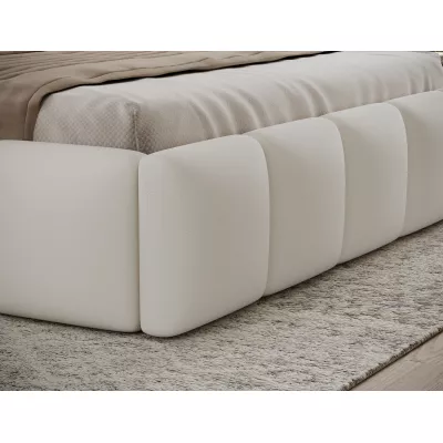 Manželská čalúnená posteľ 140x200 DOLVERO 3 - biela eko koža
