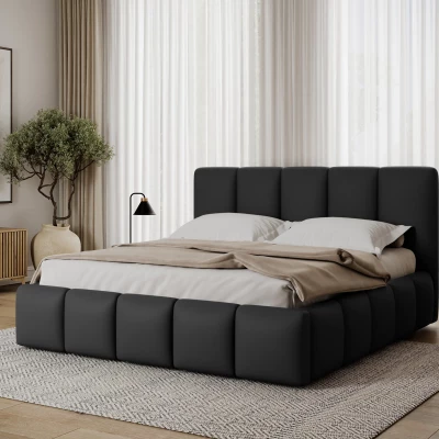 Manželská čalúnená posteľ 180x200 DOLVERO 3 - čierna eko koža