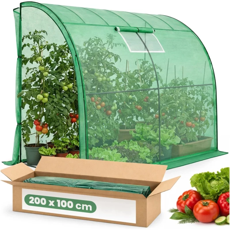 Prístenný záhradný foliovník 100x200x210 cm LUMPAN - zelený