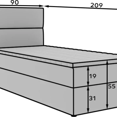 Jednolôžková kontinentálna posteľ 90x200 OAKENLY - zelená