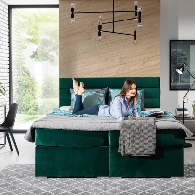 Kontinentálna posteľ 180x200 SERION - tmavo zelená