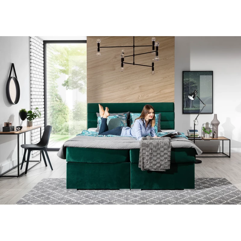 Kontinentálna posteľ 180x200 SERION - tmavo zelená