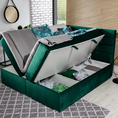 Kontinentálna posteľ 180x200 SERION - tmavo zelená