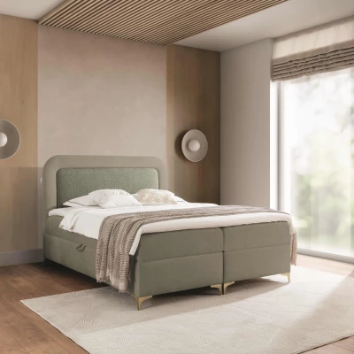 Kontinentálna čalúnená posteľ 180x200 EVELINA - oliva/mätová + topper ZADARMO