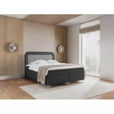 Kontinentálna čalúnená posteľ 160x200 EVELINA - antracit / oceľová + topper ZADARMO