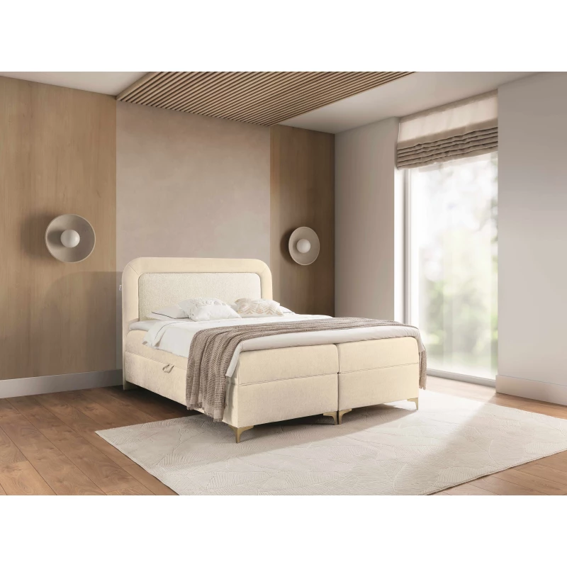 Kontinentálna čalúnená posteľ 160x200 EVELINA - latte / ecru + topper ZADARMO