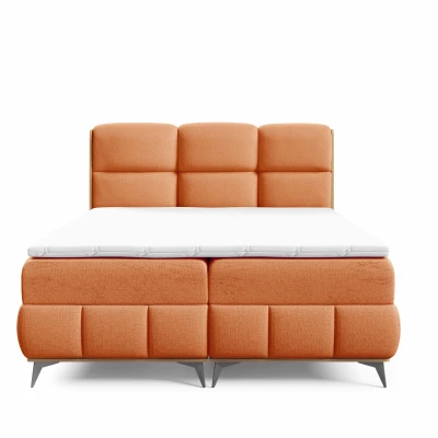 Kontinentálna posteľ 200x200 CORAIMA - dub lancelot / oranžová + topper ZADARMO