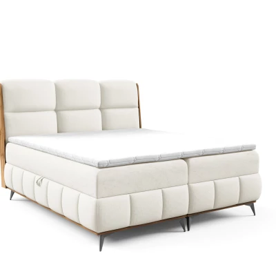 Kontinentálna posteľ 180x200 CORAIMA - dub lancelot / krémová + topper ZADARMO
