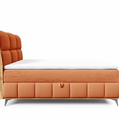 Kontinentálna posteľ 160x200 CORAIMA - dub lancelot / oranžová + topper ZADARMO
