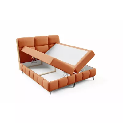 Kontinentálna posteľ 160x200 CORAIMA - dub lancelot / oranžová + topper ZADARMO