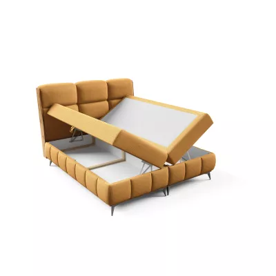 Kontinentálna posteľ 160x200 CORAIMA - dub lancelot / žltá + topper ZADARMO