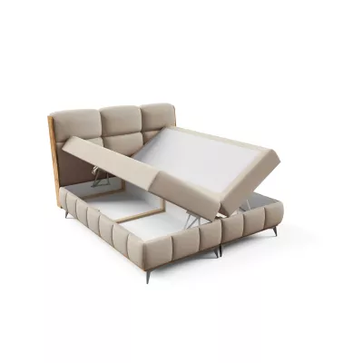 Kontinentálna posteľ 160x200 CORAIMA - dub lancelot / béžová 2 + topper ZADARMO