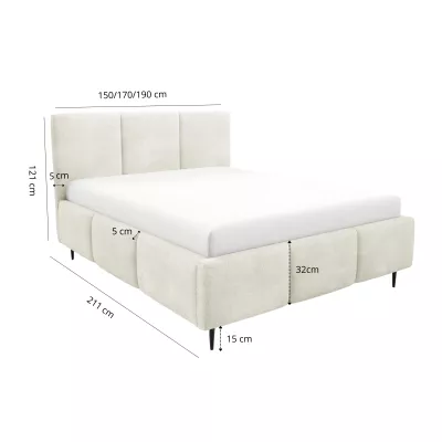 Manželská posteľ 160x200 VIONA LEG s úložným priestorom - svetlo šedá