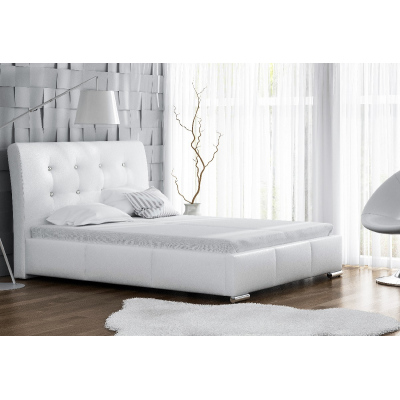 Elegantná posteľ Donna s úložným priestorom biela eko koža 200 x 200