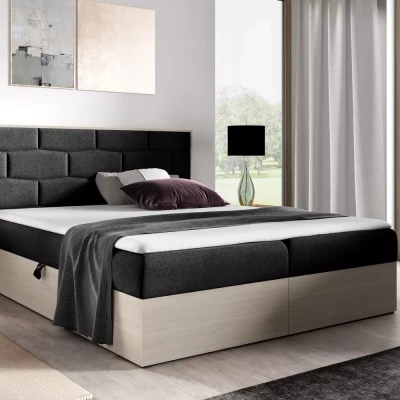 Čalúnená manželská posteľ 200x220 CHANTELLE 9 - nordic teak / grafitová + topper ZADARMO