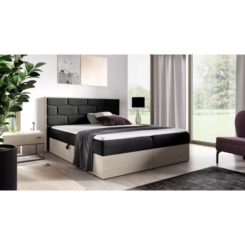 Čalúnená manželská posteľ 200x220 CHANTELLE 9 - nordic teak / grafitová + topper ZADARMO