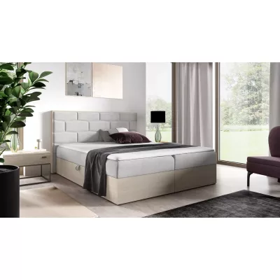 Čalúnená manželská posteľ 160x220 CHANTELLE 9 - nordic teak / svetlo šedá 2 + topper ZADARMO