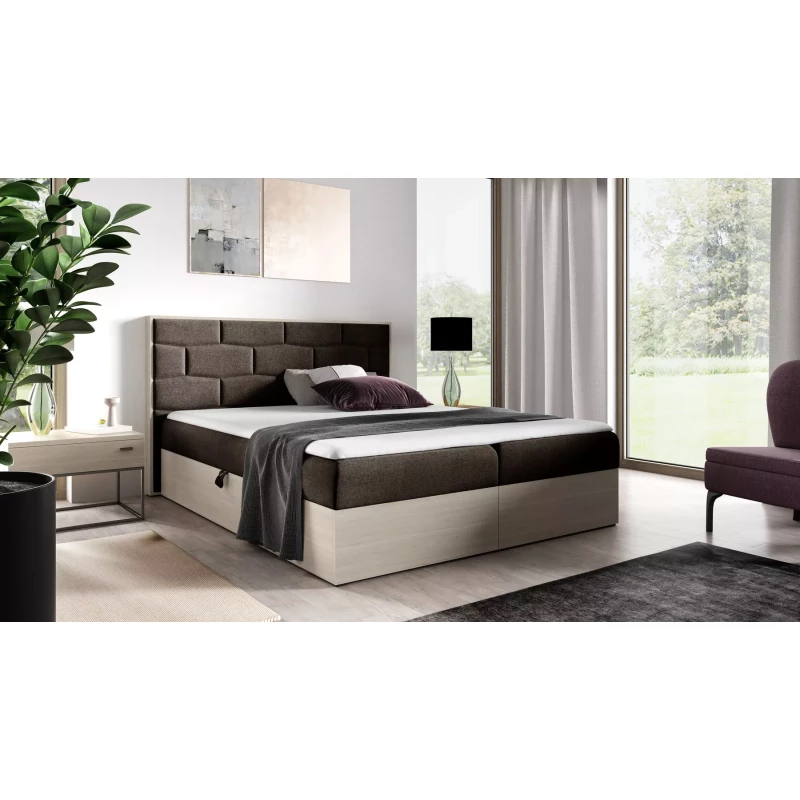 Čalúnená manželská posteľ 160x220 CHANTELLE 9 - nordic teak / hnedá + topper ZADARMO