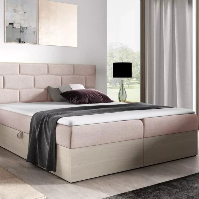 Čalúnená manželská posteľ 160x220 CHANTELLE 9 - nordic teak / ružová + topper ZADARMO