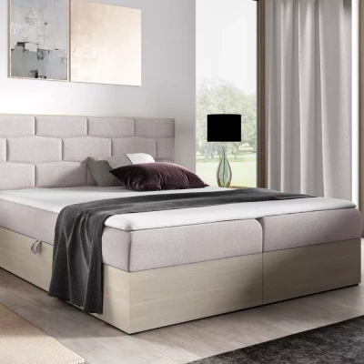 Čalúnená manželská posteľ 160x220 CHANTELLE 9 - nordic teak / béžová + topper ZADARMO