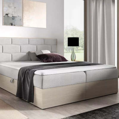Čalúnená manželská posteľ 140x220 CHANTELLE 9 - nordic teak / svetlo šedá 2 + topper ZADARMO