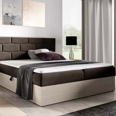 Čalúnená manželská posteľ 140x220 CHANTELLE 9 - nordic teak / hnedá + topper ZADARMO