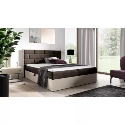 Čalúnená manželská posteľ 140x220 CHANTELLE 9 - nordic teak / hnedá + topper ZADARMO