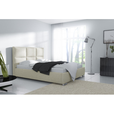 Dizajnová posteľ Venezia s vysokým čelom a úložným priestorom béžová 160 x 200