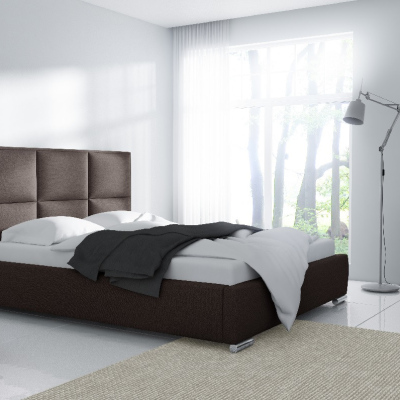 Dizajnová posteľ Venezia s vysokým čelom a úložným priestorom hnedá 160 x 200